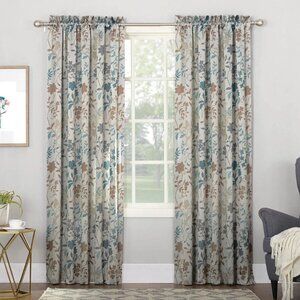 Curtains, Sun Zero Oakland Rod Pocket Floral Stone Single Panel 54 x 84